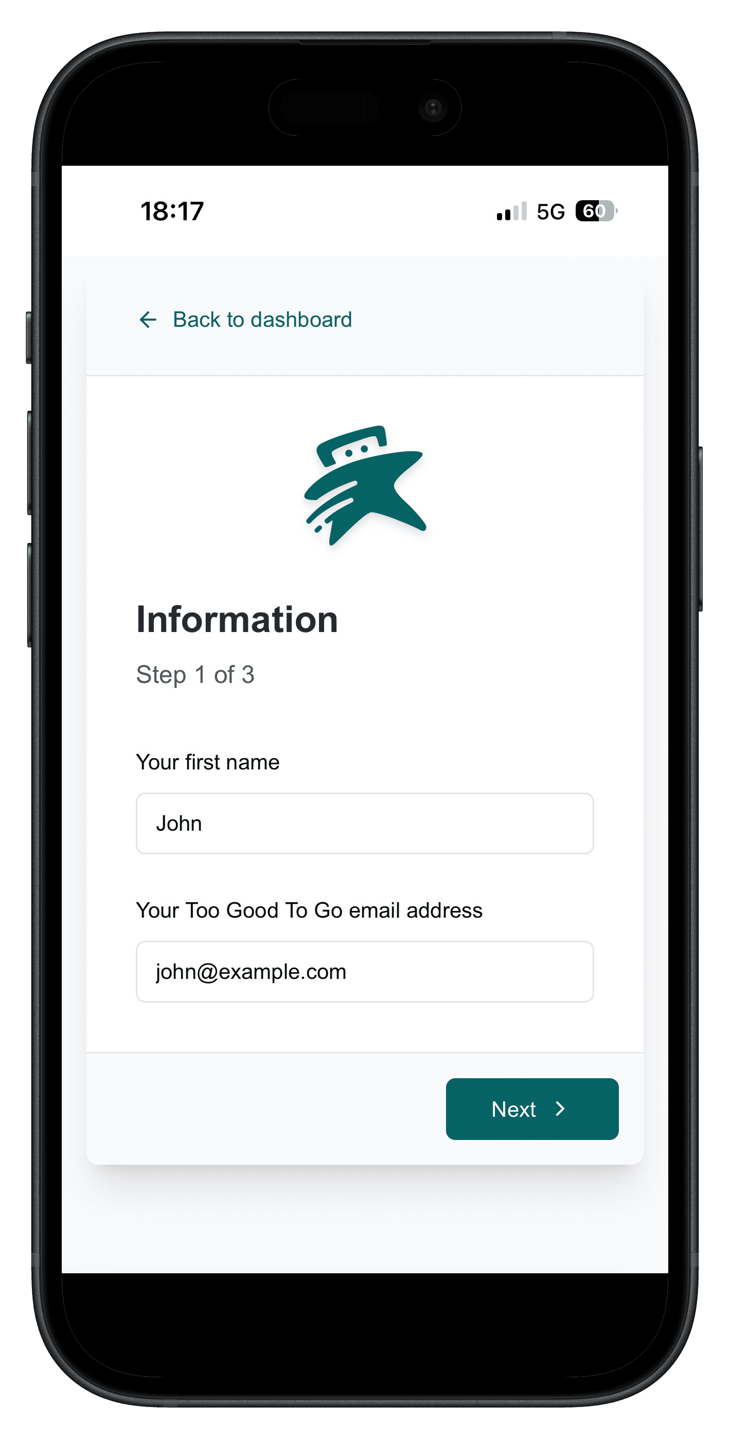 Screenshot der Verbindung des Too Good To Go-Kontos